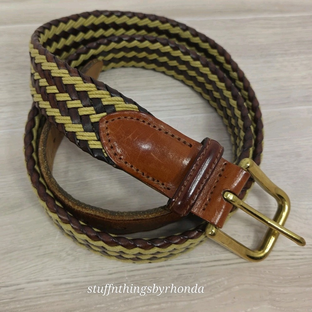Trafalgar Braided‎ Leather/Rope Dress Belt Brown Brass Buckle Men's Size 36" USA
